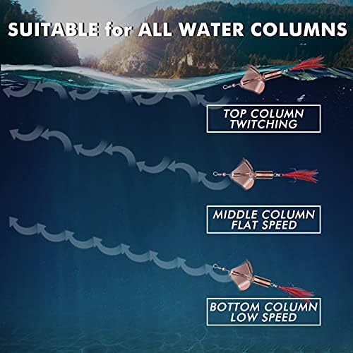TRUSCEND Swim or Jig Fishing Spinner Baits for Freshwater and Saltwater, Rooster Tail Fishing Lures for Trout Bass Walleye Crappie Salmon Pike, Blade Bait with Copper Blade - Image 5