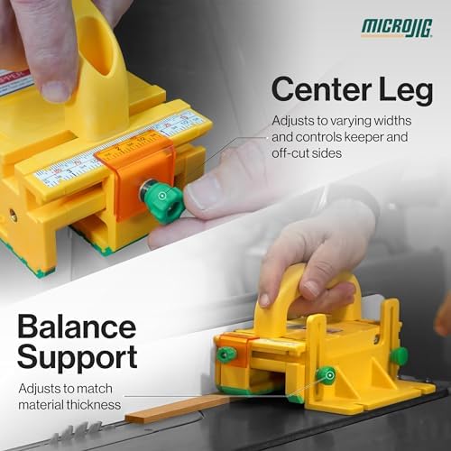 GRR-RIPPER+ by Microjig. Includes SafeRip Kit. Fully Adjustable 3D Push Block for Table Saws, Router Tables, Band Saws, and Jointers. (SKU: GR-100+) Yellow/Green - Image 4