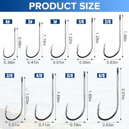 Baitholder Fishing Hooks, 50pcs Bait Holder Hooks Offset Long Shank Live Bait Fish Hook with Double Barbs for Bass Trout Crappie Saltwater Freshwater Fishing Size 4-6/0 - Image 4