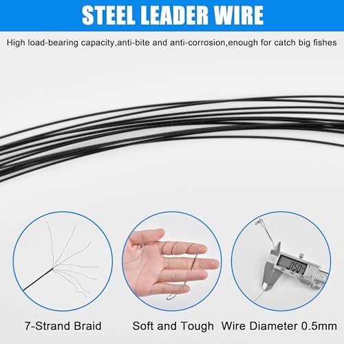 Wire Leader Hooks Rig, 30pcs Baitholder Fishing Hook Rigs Surf Fishing Leader Rigs Steel Wire Leader with Baitholder Hooks Swivel Bass Catfish Fishing Lure Rig - Image 3