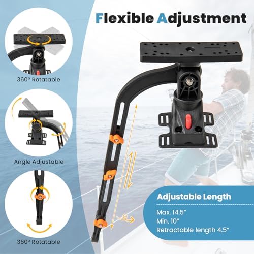 Goplus Fishing Float Tube Accessories, 360° Rotatable Fish Finder Holder w/ Mount Bracket, Rod Rack w/ Storage Basket fit 4 Rod, Accessory Set for Inflatable Boat Kayak - Image 3