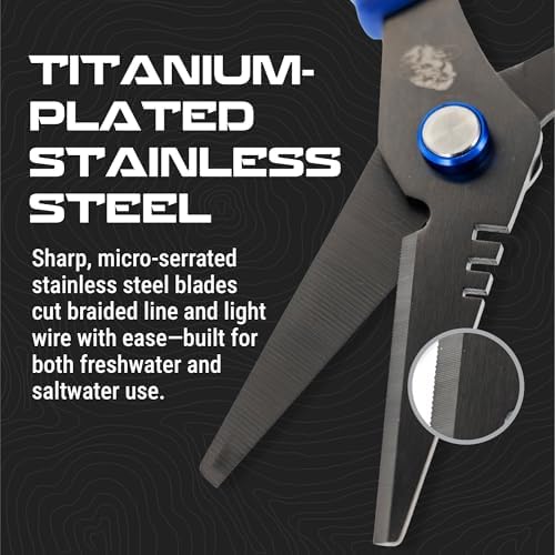 Reaction Tackle Fishing Line Scissors, 6.5 Inch Heavy Duty Braid Shears with Serrated Stainless Steel Blades, Multi-Tool with Sheath, Cuts Braid, Mono, Fluoro and Wire - Image 3