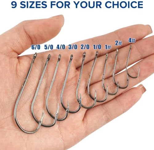 Baitholder Fishing Hooks, 50pcs Bait Holder Hooks Offset Long Shank Live Bait Fish Hook with Double Barbs for Bass Trout Crappie Saltwater Freshwater Fishing Size 4-6/0 - Image 6