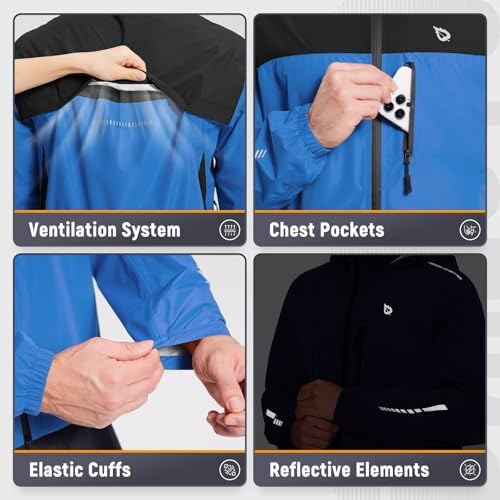 baleaf Men's Rain Jacket Waterproof Hood Lightweight Reflective Packable - Image 5