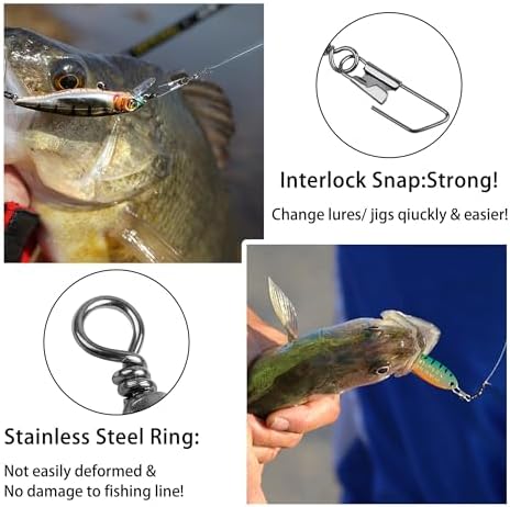 Barrel Swivel Snaps,50/100pcs Fishing Swivel Safety Snaps Stainless Steel Copper Swivel Fishing Multiple Size Black/Gold Fishing Swivel Snaps for Saltwater Freshwater - Image 4