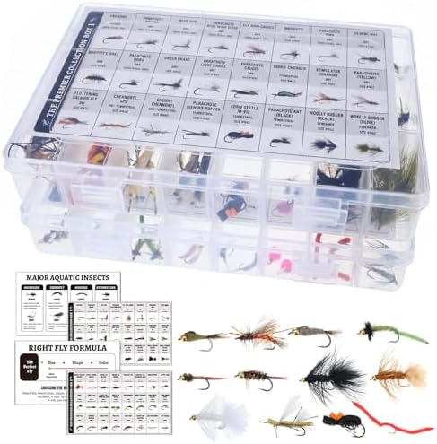 122 Pcs/ 40 Pcs Hand Tied Fly Fishing Flies Assortment with 2 Fly Boxes ID Learn Cards, Dry, Wet, Streamers, Wooly Bugger, Terrestrial Trout Bass Lure for Fishing Lover Gift by Unknown