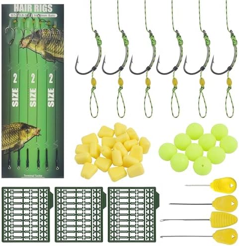43pcs/152pcs Carp Fishing Hair Rigs Baits Carp Rigs Kit Corn Fishing Beads Boilie Bait Stops Dumbell Stoppers and Stringer Needle Fishing Equipment by VATEICO