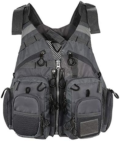 JKSPORTS Fly Fishing Vest - Fishing Safety Life Jacket for Swimming, Sailing, Boating, Kayak - Floating Multifunction Breathable Backpack for Men and Women - Adjustable, Grey/Green/Red/Blue by JK