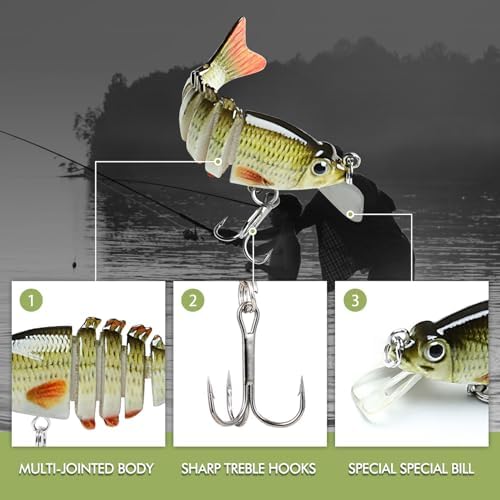 TRUSCEND Swimmax Easy Catch Fishing Lures with BKK Hooks, Wiggling, Vibrating, Rattling and Gurgling for More Bites, Heavy-Duty Dyneema Fiber Jointed Swimbaits for Bass, Trout, Crappie, Walleye, Pike - Image 4