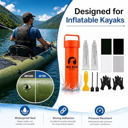 Heavy Duty PVC Repair Kit for Inflatable Boats & Kayaks – Waterproof Permanent Patch Repair with Large PVC Patches, Adhesive, Tools & Gloves - Image 3