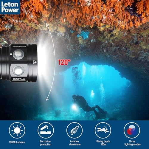L15 10000 Lumens Underwater Video Light - 100m (330ft) Waterproof Dive Video Light with USB-C Charging, Professional Floodlight for Scuba Diving, Snorkeling & Underwater Photography - Image 4