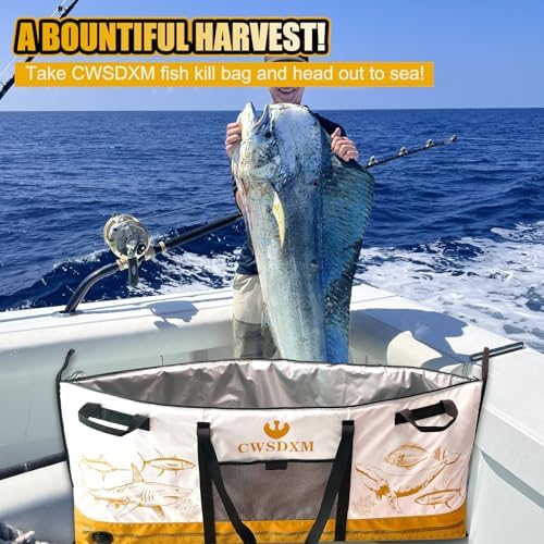 Insulated Fish Cooler Bag, 60'' Waterproof Leakproof Fishing Kill Bag with Drain Valve, Zipper and Heavy Duty PVC Marine Cooler for Boat Kayak Offshore Fishing, Keeps Fish Fresh Up to 48H - Image 6