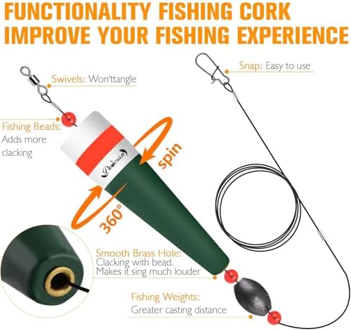 Dovesun Popping Cork Float Rig Weighted Fishing Bobbers Floats Fishing Corks Popping Corks for Saltwater Freshwater Fishing Tackle with 3 Size - Image 4