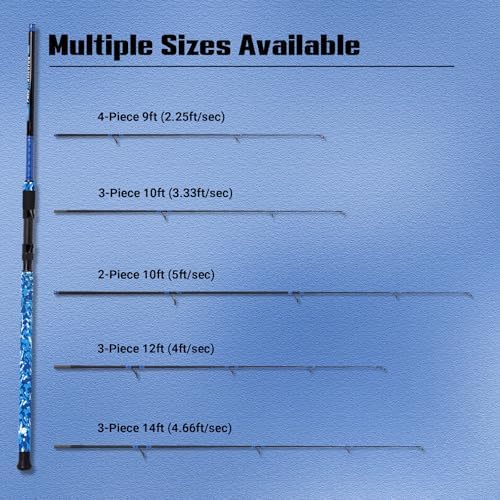 Fiblink Surf Rod,Portable Travel Fishing Rod,Spinning Rod with Blue Camouflage Handle,2Piece/3Piece/4Piece Carbon Fiber Fishing Rod (9ft/10ft/12ft/14ft) - Image 5