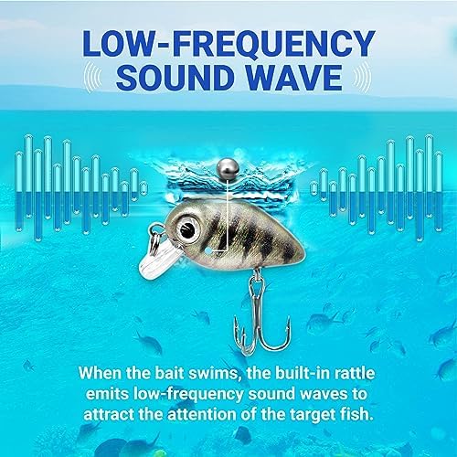 5PCS Micro Crankbait Fishing Lures Set, Lifelike 3D Eyes Hard Bait with Sharp Treble Hooks, Freshwater Saltwater Lures for Bass Trout Perch Walleye Pike, Tackle Box Included - Image 6