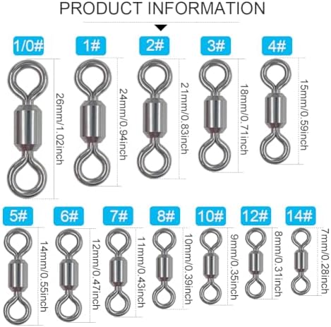 100 Pcs Fishing Swivels Saltwater, 100% 304 Stainless Steel Power Swivel Corrosion Resistance Barrel Swivels High Strength Freshwater Fishing Line Lure Leader Connectors - Image 5