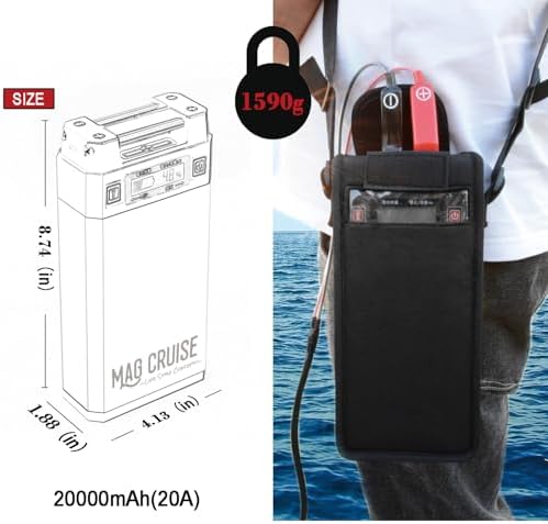 GN20F 14.8V 20Ah Electric Reel Battery Compatible with Daiwa Tanacom 1000 750 Seaborg 500MJ Leobritz Shimano Plays BeastMaster ForceMaster Fishing Reel Battery with Charger and 1.5M Power Cord - Image 3