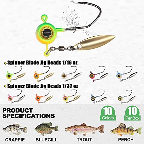 Crappie Jigs and Lures Kit -135 & 40 Piece Set with Plastics, Jig Heads, Split-Tail Grub Baits - Perfect for Crappie Fishing, Panfish Lures - Image 4