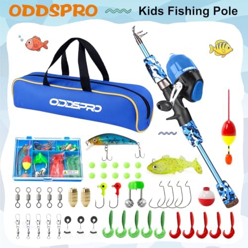 ODDSPRO Kids Fishing Pole Pink, Portable Telescopic Fishing Rod and Reel Combo Kit - with Spincast Fishing Reel Tackle Box for Girls, Youth - Image 2