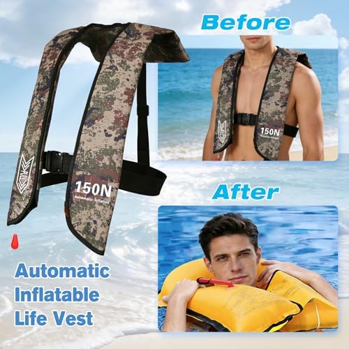 Inflatable Life-Jacket for Adults| Life-Vest with Automatic/Manual Multifunctional Inflation-PFD| Lightweight & Compact Supports up to 300lbs for Kayaking Fishing Boating - Image 6