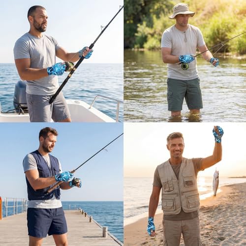 4 Pairs Fingerless Gloves Fishing Gloves, UPF 50+ Breathable, Quick-Drying Sun Protection for Men & Women Anti-Slip for Fishing, Cycling - Image 5