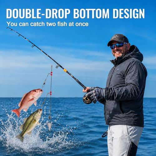 Narcissus Double Drop Saltwater Fishing Rig –2 Hook Bottom Rigs with Swivels & Snaps, Pre-Tied Surf Pier Boat Leader Line for Snapper, Bass, Mackerel, Catfish - Image 6