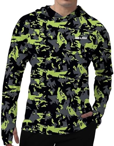 Men's UPF 50+ Sun Protection Hoodie, Long Sleeve Fishing Shirt by WELIGU