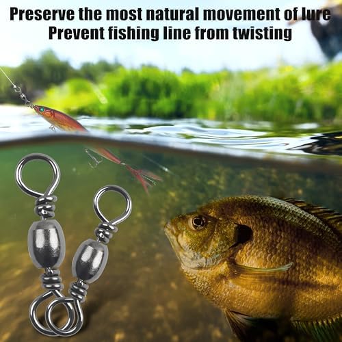 SILANON Barrel Swivels Fishing Tackle,60/120pcs Rolling Ball Fishing Swivels Connector Stainless Brass Solid Rings High Strength Saltwater Fishing Swivels Accessories - Image 6