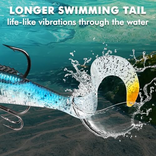 TRUSCEND Shadtale Easy Catch Soft Fishing Lures, Unique Vibration and Action for Various Rigs, Paddle Tail Swimbaits Trailer for Bass, Trout, Crappie, Walleye, Redfish, Saltwater & Freshwater Fishing - Image 3