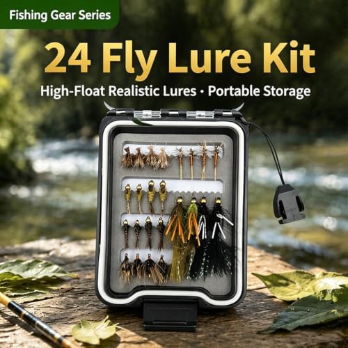 24Pcs Fly Fishing Lures Set, Mixed Dry Nymph Streamer with Storage Box - Image 2