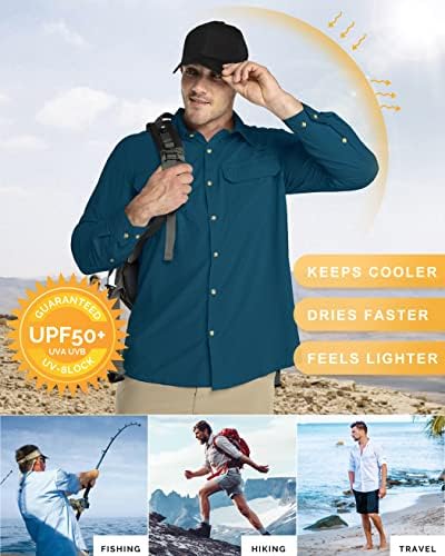 33,000ft Men's Long Sleeve Sun Protection Shirt UPF 50+ UV Quick Dry Cooling Fishing Shirts for Travel Safari Camping Hiking - Image 4