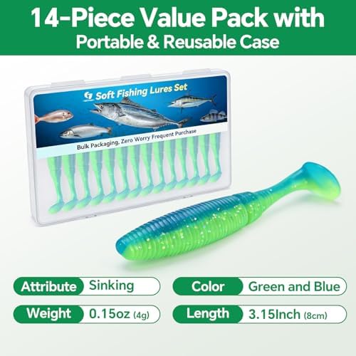 Clearance Bionics-Designed Durable Soft Plastic Fishing Lures Kit with Bonus Accessories, 3/4/5/6 Inch, 9-Type Lifelike Swimbaits in One Gear Set Included Tackle Box for Bass - Image 2
