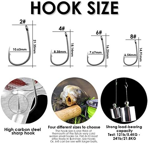 Carp Fishing Hair Rigs, 20 Pcs Curved Barbed Carp Hook Anti-Tangle Swivel Braided Thread line with 3 Card Boilie Bait Stops Dumbell Stoppers and Stringer Needle - Image 2