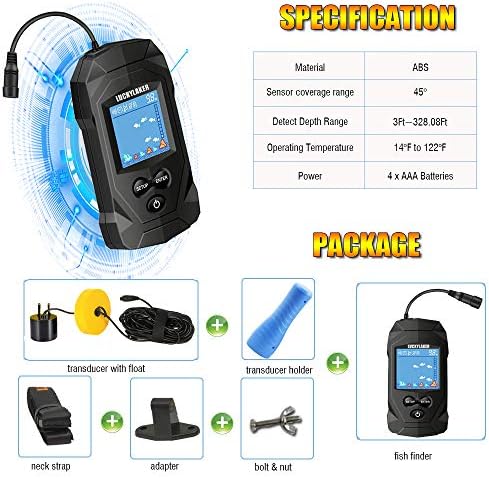 LUCKYLAKER Depth Handheld Fish Finder Display Boat Ice Fishing Finder Sonar Portable Wired Fish Finders Transducer LCD Monitor - Image 7