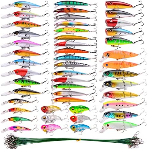 Aorace Fishing Lures Kit Mixed Including Minnow Popper Crank Baits with Hooks for Saltwater Freshwater Trout Bass Salmon Fishing by Aorace