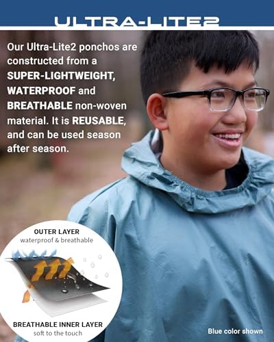 FROGG TOGGS Ultra-lite2 Waterproof Rain Poncho, Breathable and Reusable - Image 3