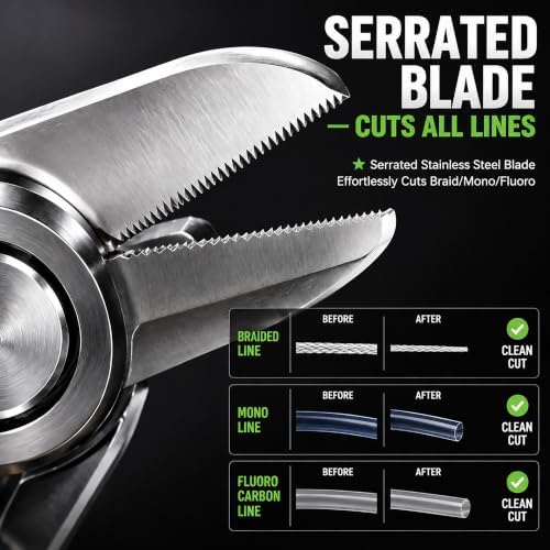 SHIAWASENA Portable Fishing Line Cutter with Retractors, Hook Eye Cleaner and Knot Tying Tool, Stainless Steel Braided Line Scissors Clippers for Mono, Fluoro Lines - Image 5