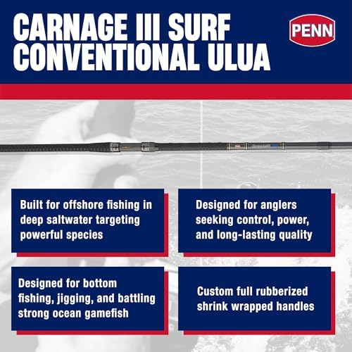 Penn Carnage II & Carnage III Surf Conventional ULUA Fishing Rod - Image 2