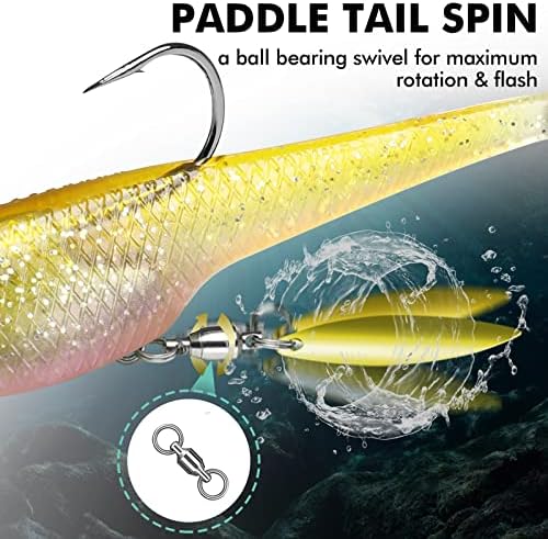 TRUSCEND Shadtale Easy Catch Soft Fishing Lures with BKK Hooks - Trembly Sinking and Vibrating Swim for More Bites, Pre-Rigged Swimbaits for Bass, Trout, Crappie, Walleye, Freshwater Saltwater Fishing - Image 3