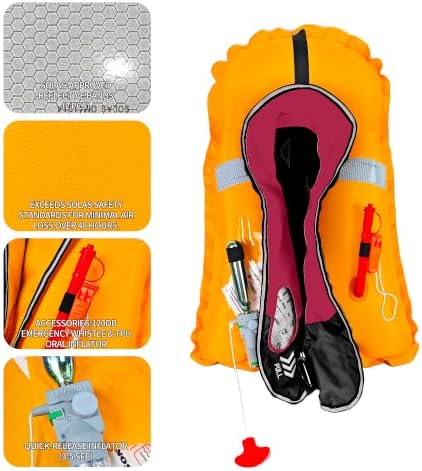 Automatic Inflatable Life Jacket,Preserver PFD for Adults,Life Vest for Adult,Supports Weight up to 330 pounds - Image 3