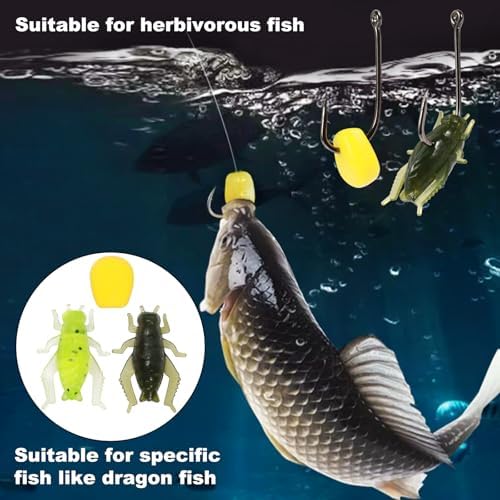 Realure 250 Pcs/4 Types Fishing Soft Plastic Worms Set Artificial Bread Worm & Earthworm & Cricket & Corn Baits Silicone Soft Maggot Simulation Bait Worm for Freshwater & Saltwater Sea Fishing - Image 5