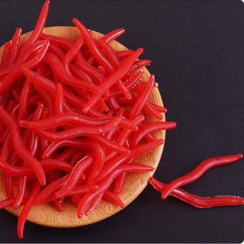Soft Plastic Red Worm Baits, Scented Artificial Fishing Lures for Freshwater, Reusable Silicone Red Worms for Bass, Trout, and More - Image 2