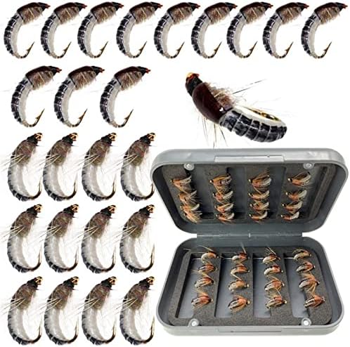 24Pcs Fly Fishing Flies Trout Lures Fishing Tackle Fly Fishing Flies with Boxed Trout Bass Artificial Fish Bait by Qievcrme