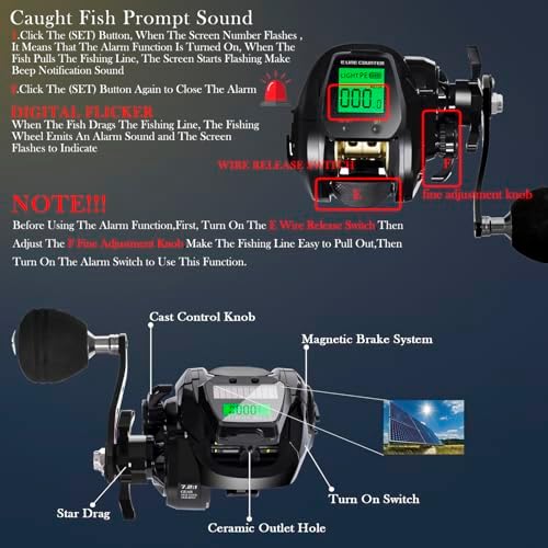 Line Counter Digital Baitcasting Fishing Reel with LCD Display Ultralight Baitcaster Reel, 22-35 Lb Max Drag, 6.3:1/7.2:1 Gear Ratio, Left/Right Hand, for Freshwater & Saltwater - Image 6
