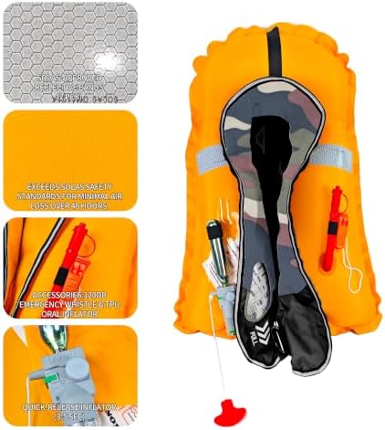 Manual Inflatable Life Jacket,Preserver PFD for Adults,Life Vest for Adults,Supports Weight up to 330 pounds - Image 3