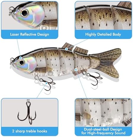 TRUSCEND Swimmax Easy Catch Fishing Lures with BKK Hooks, Wiggling, Vibrating, Rattling and Gurgling for More Bite, Heavy-Duty Dyneema Fiber Jointed Swimbaits for Bass, Trout, Walleye, Crappie, Pike - Image 5