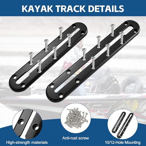 Kayak Track Mount 4 Pack — Dual-Length Set (2 x 9 10-Hole + 2 x 10.5 12-Hole) Low-Profile Kayak Rail Tracks for Rod Holders, Paddle Holders, Cup Holders, Cleats, Transducers - Image 3
