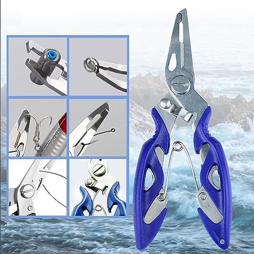 Fishing Pliers, Stainless Steel Fish Hook Remover 2PCS, Multi-Function Fishing Line Cutter Split Ring Opener, Fishing Braid Scissors Gear Accessories Fish Gripper with Lanyard Fly Fishing Tool - Image 4