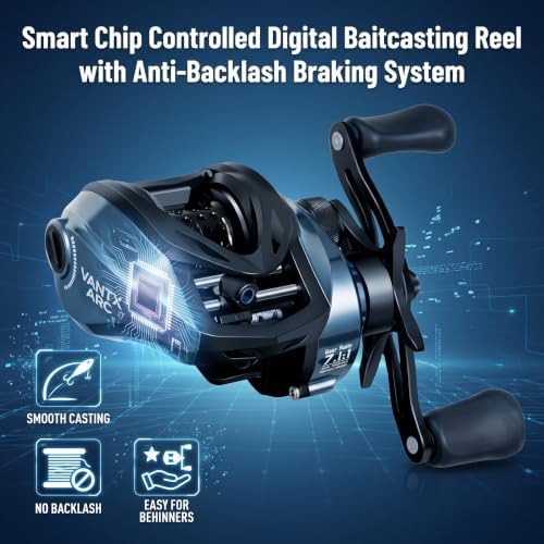 Baitcasting Reel with Digital Control, 7.1:1 Gear Ratio, 6+1 BB - Image 2