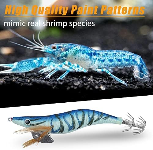 5pcs/10pcs Luminous Squid Jig Hooks Bionic Shrimps Lures Prawn Saltwater Hard Bait 3D Eyes for Octopus Jig Cuttlefish Artificial Baits Fish Tackle 3.94inch - Image 4
